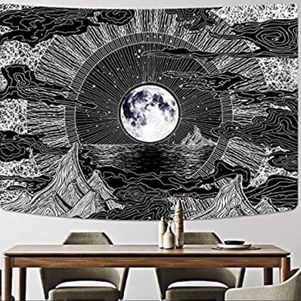 Black and White Moon Tapestry